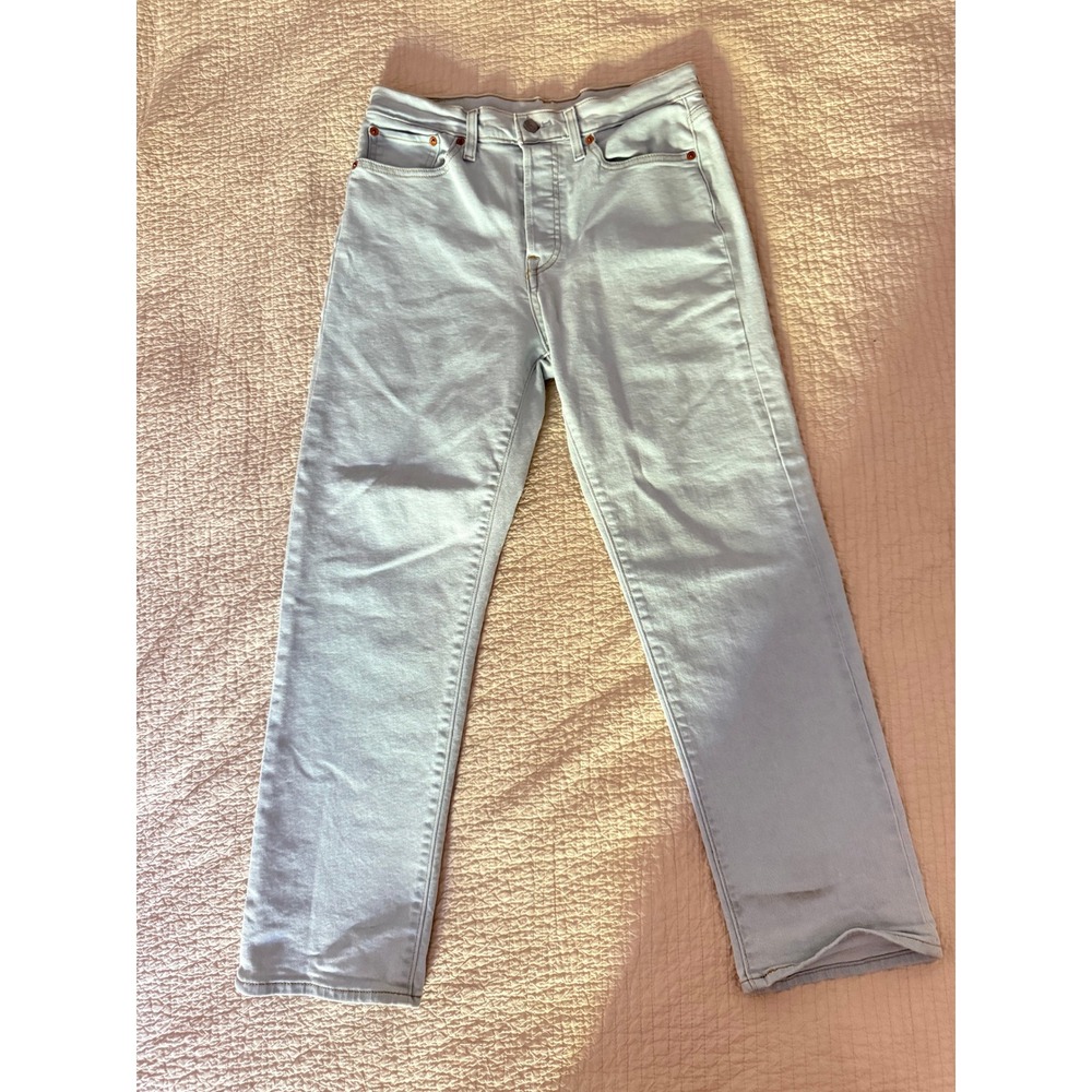 Levi's Wedgie Straight Jeans Womens 30 Light Wash High Rise Button Fly - Picture 2 of 9